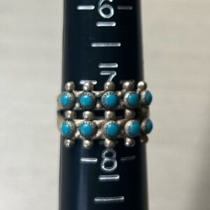 Vintage Native Snake Eye Turquoise Ring in Sterling Silver Size 7.5